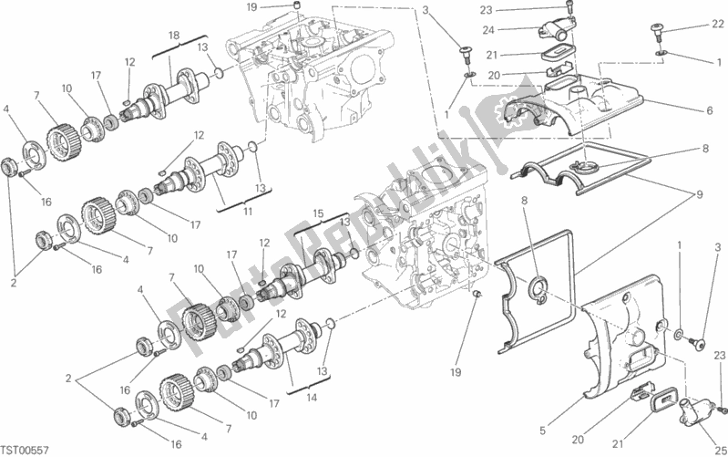 All parts for the Cylinder Head : Timing System of the Ducati Monster 821 Stripes USA 2017